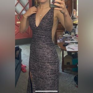 Prom dress size 2, black with multicolored flecks.